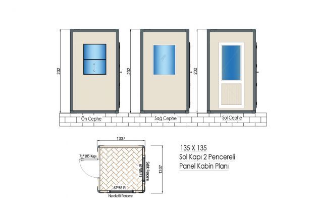 110х110 / 135х135 Охранителна кабина/Кабина за охрана/Панелен павилион