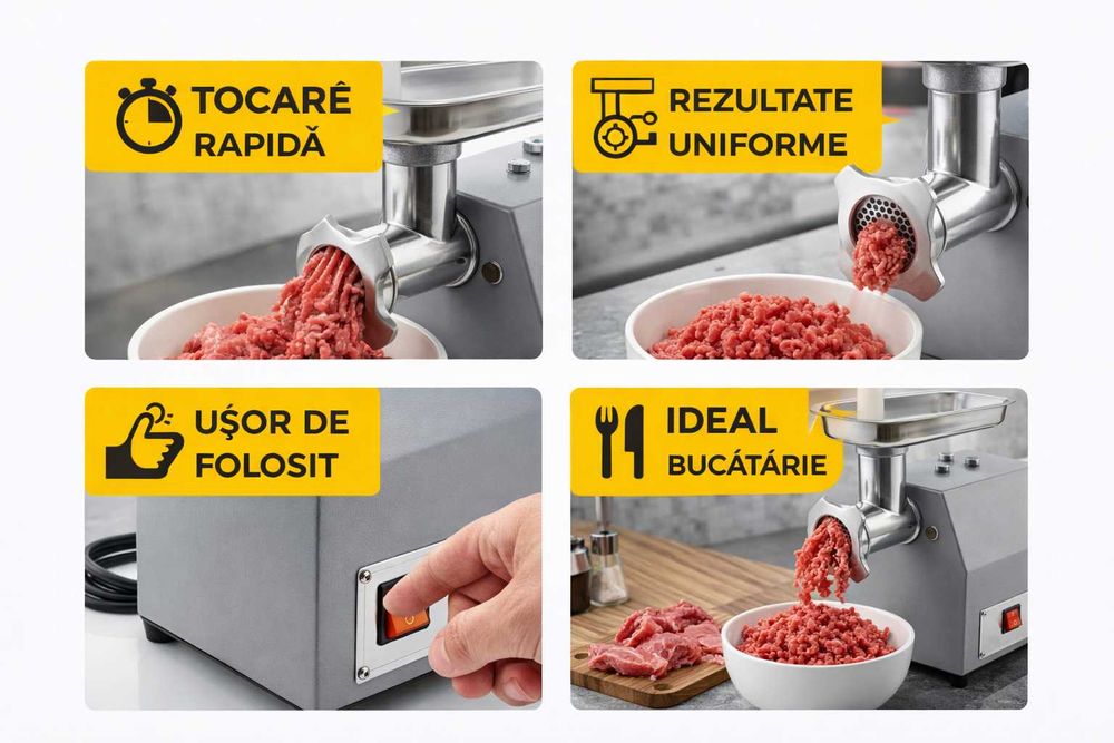 Masina de tocat carne 750W profesionala inox puternica