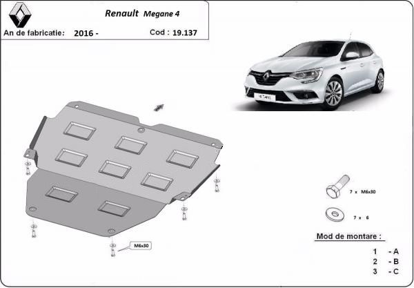 Scut motor metalic pentru Renault Megane 2003-prezent - otel 2mm