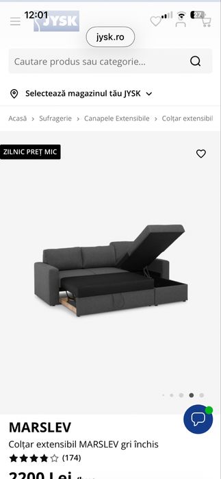 Coltar extensibil cu lada