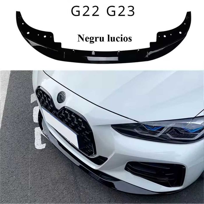 Prelungire Lip Bara Fata M BMW Seria 4 G22 G23 Coupe Cabrio, Negru Luc