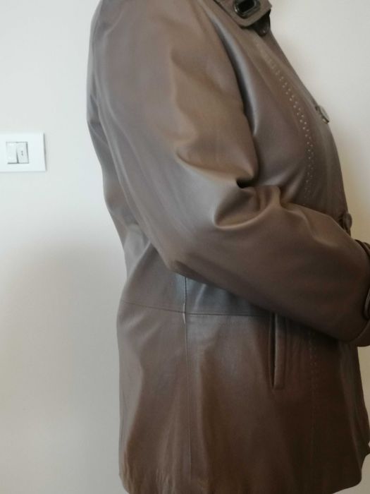 Geaca / jacheta piele XL, noua, culoare taupe