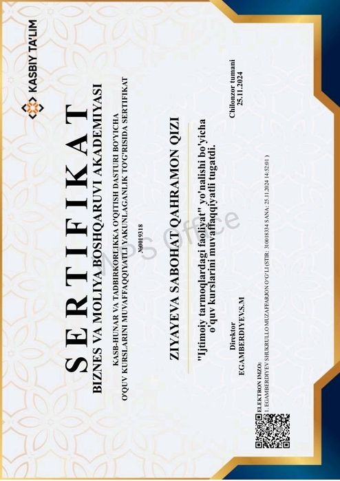 Soatiga 15ming so'mdan onlayn dars o'taman