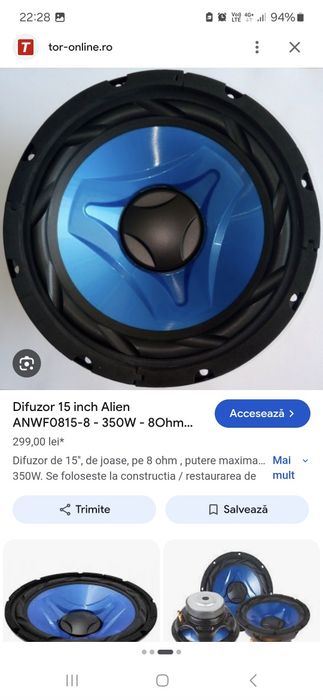 Difuzor subwoofer 15 inch ,alien