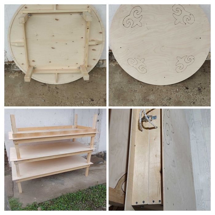 Жерстолдар жиналмалы чемодан, дөңгелек столдар