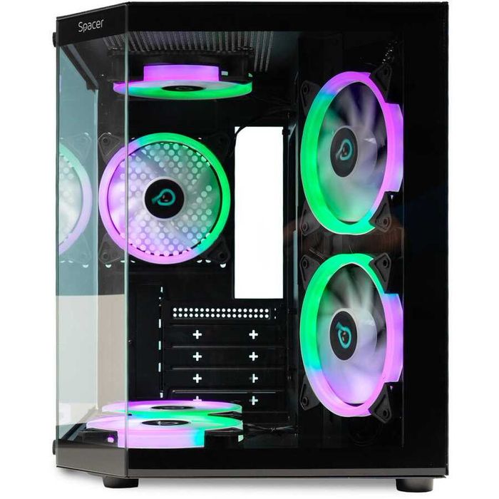 Carcasă Gaming RGB 3xARGB Aquarium USB-C Telecomandă, garanție 2 ani, nouă