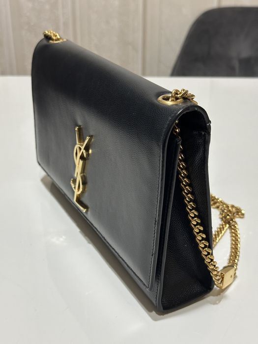 Дамска кожена чанта Saint Laurent Kate Medium Chain Bag / Black