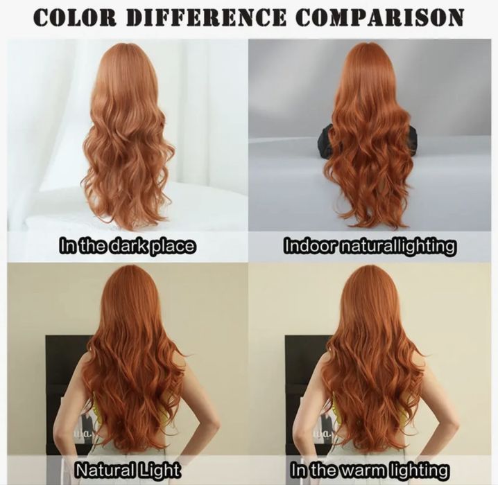 Термоустойчива Коса Перука Оранжева - Огнена 70см С голяма плътност