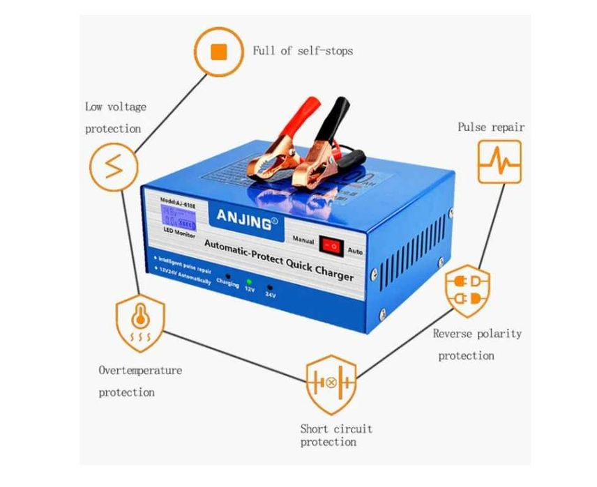 Импулсно зарядно за акумулатор 12V 24V автоматично