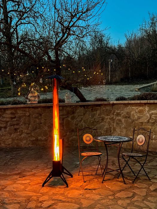 Soba cu flacara in tub de sticla 150 cm Incalzitor terasa peleti