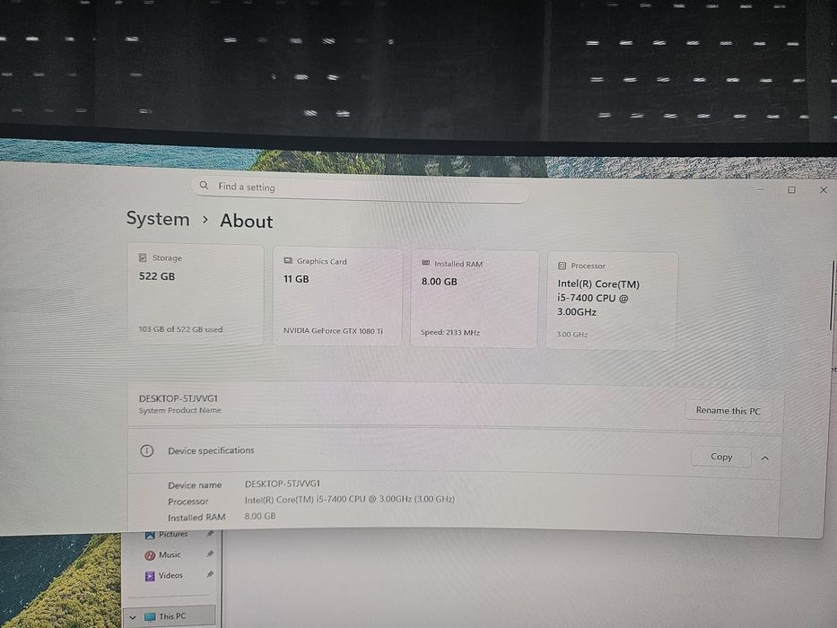 Unitate gaming Gtx 1080 ti 11 gb i5 windows 11 Pro