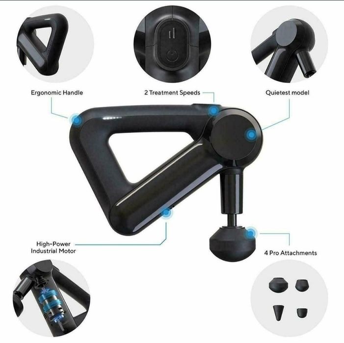 Портативный массажёр Massage Gun с 12 насадками