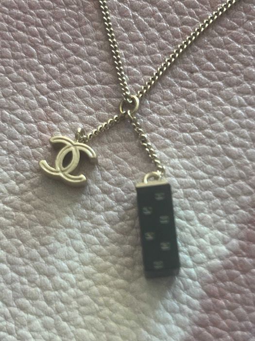 Original Chanel Enamel Eiffel Tower CC Logo Pendant Necklace