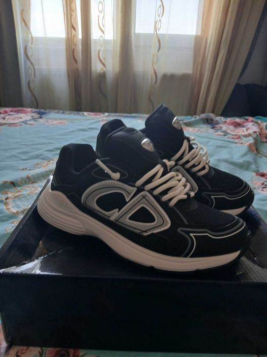 Adidasi Dior B30 Albi cu Negru