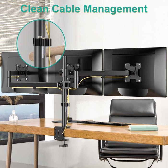 Suport monitor pentru trei monitoare, regrabil, wali , 13"-27"