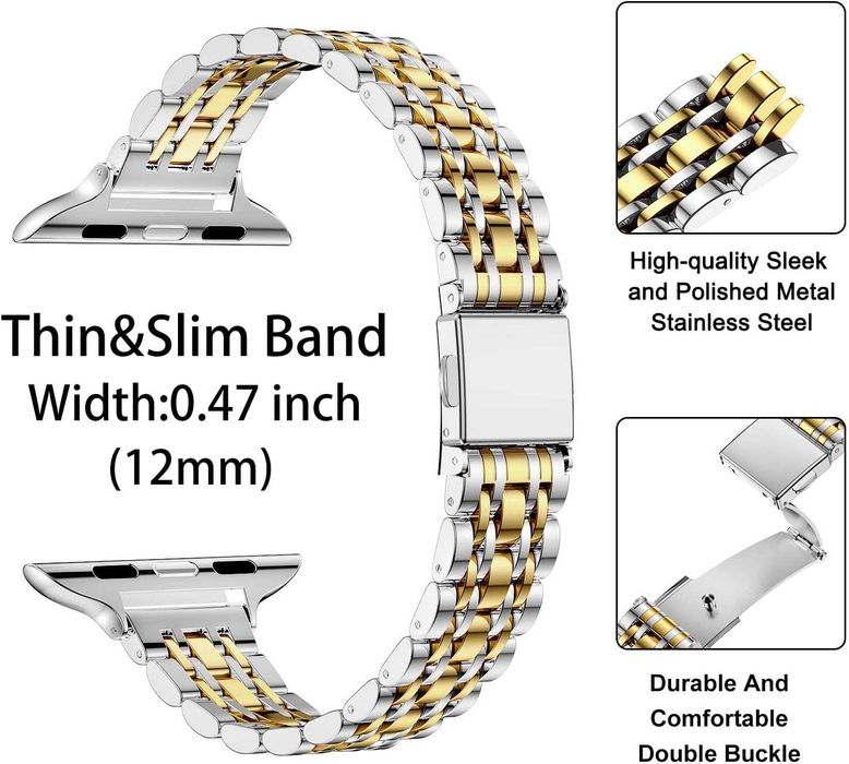 Curea metalica Apple Watch 38 40 41 42 mm silver gold