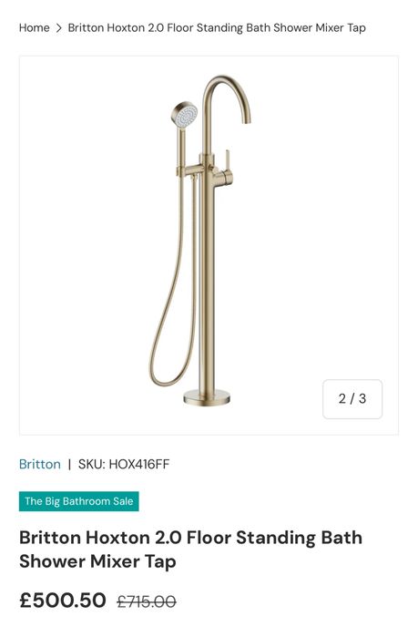 Baterie freestanding Britton Hoxton, monocomanda,auriu