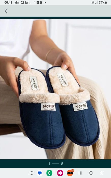 Papuci captusiti cu blana + Bonus ciorapi și căciulă NOI - IDEE CADOU