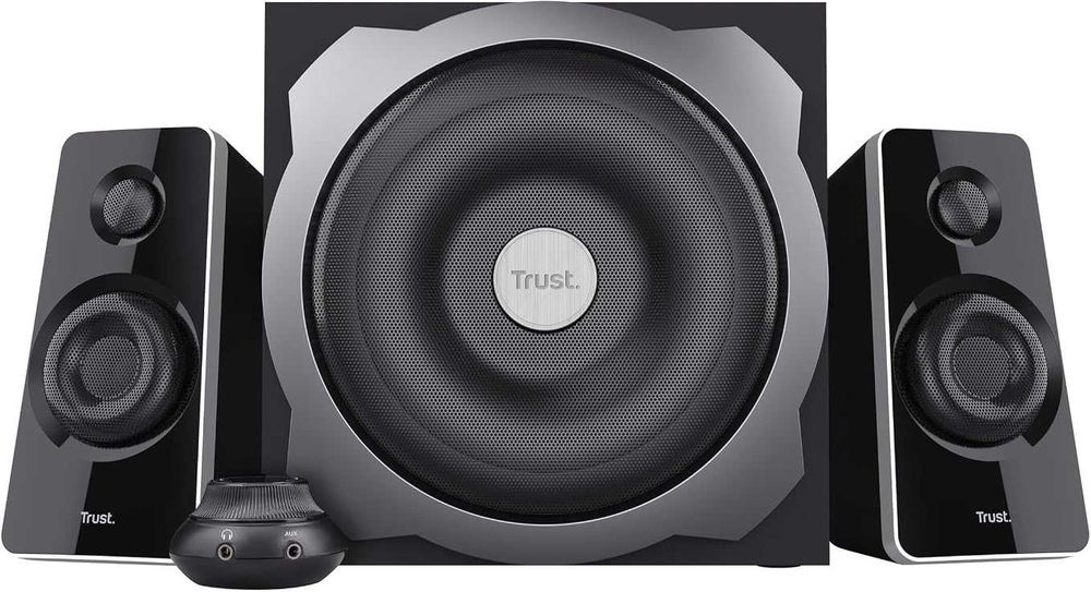Set de difuzoare Trust Tytan 2.1 pentru PC, set de difuzoare cu subwoofer din lemn