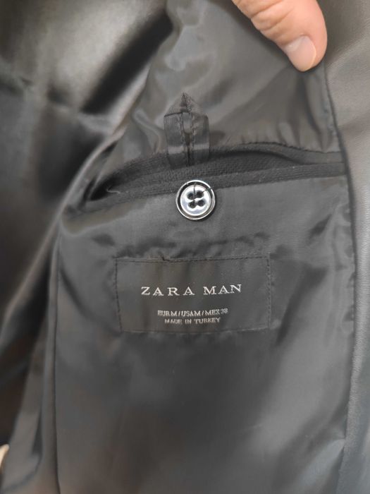 Мъжко Сако Zara размер M 38 / Блейзър с кожени ръкави / Вталенa кройка сако Zara Man