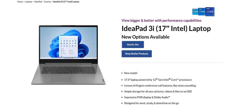 NOU Lenovo IDEAPAD 3i 17.7 IntelCore i5-1235 16GB 512GB SSD 17inch NOU