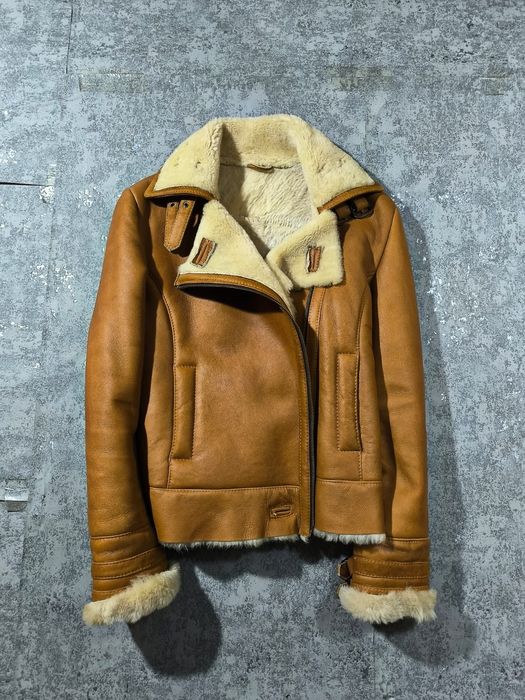 Shearling leather aviator jacket