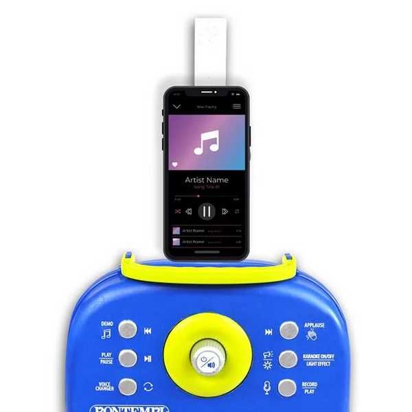 Детско караоке с 2 микрофона, звук, светлини и регулируема стойка