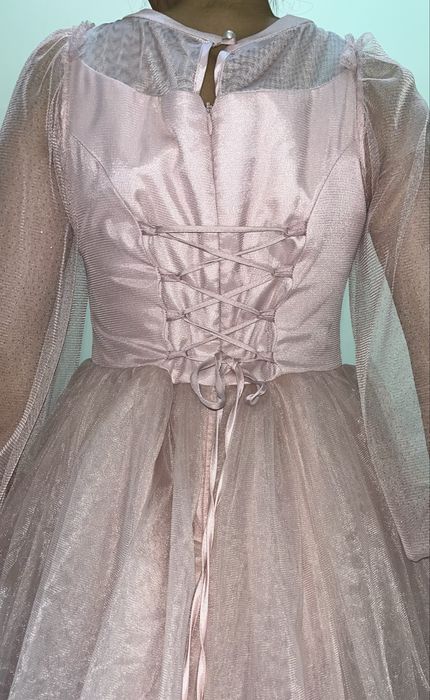 Платье, розовое, длинное, пышное, ношеное