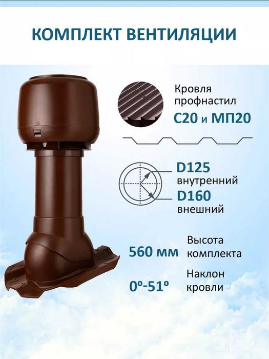 Кровельный аэратор для Профнастила Коричневый D-125/160
