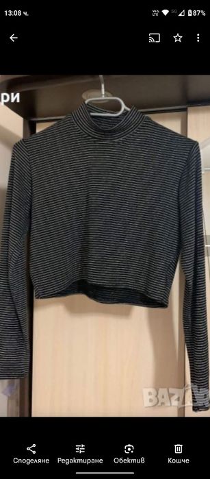 Дамска къса блузка с бляскав ефект