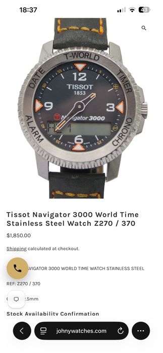 Tissot T-Navigator 3000 T Touch World Time Z270/370 GPS  ETA 42mm timezones t world function