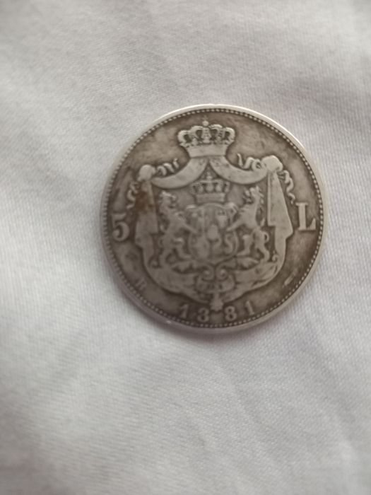 Monedă 5 lei 1881, Carol I, argint