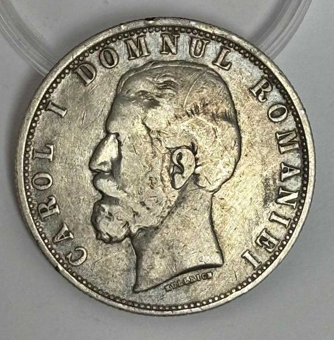 moneda argint 5 Lei 1880 - Carol I
