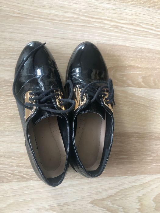 Pantofi negri lac -pantofi femei cu siret, mărime 37