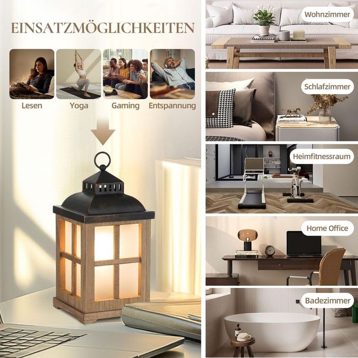 Felinar din lemn electric, lampă și încălzitor de ceară aromatică