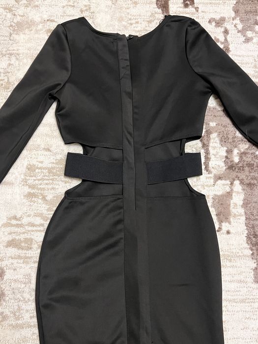 Rochie neagra AMISU xs cu maneca lunga body fit