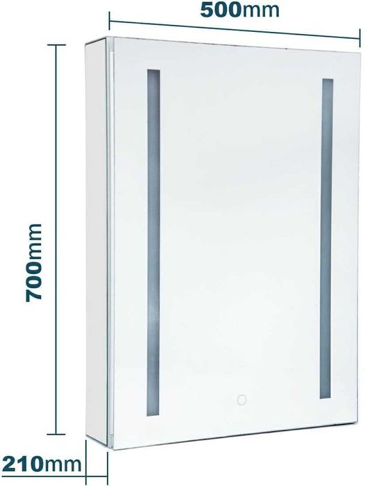 Шкаф за баня с огледало и една врата с ЛЕД LED осветление алуминий