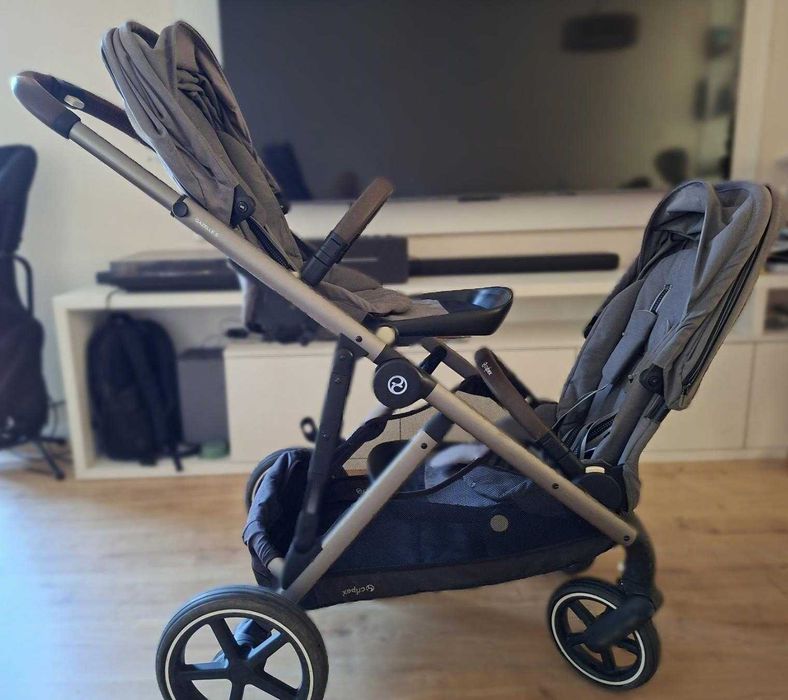 Бебешка количка за близнаци Cybex Gazelle S - сива