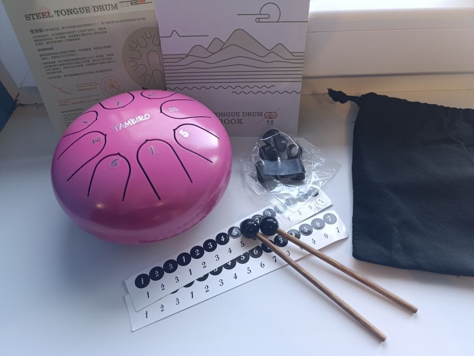 Новогодняя скидка!Ручной барабан глюкофон,hand pan , жёлтый и розовый