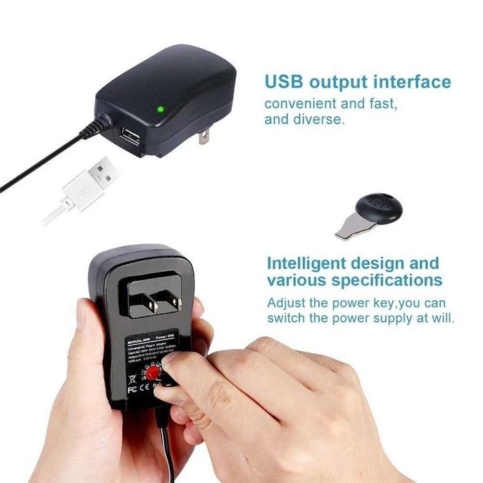 Адаптер регулируем Automat, Универсалeн, USB зарядно, 30W 3V-12V AC DC