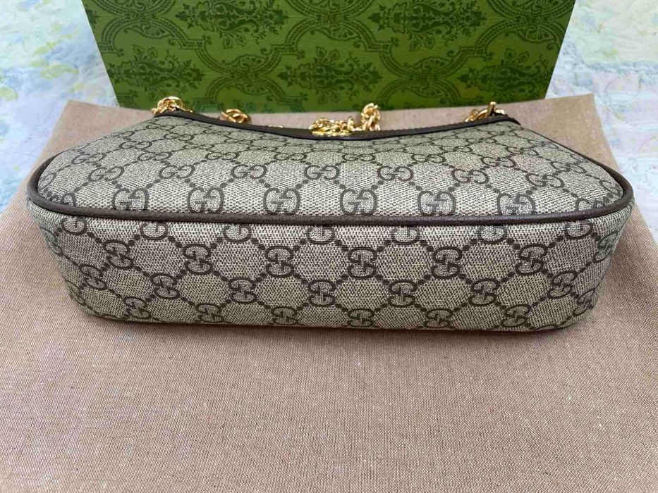Гучи Бежова Canvas Чанта Ophidia За Рамо Оригинална Кожа Синджир Gucci