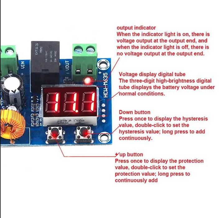 Modul protectie descarcare acumulator auto 12 24 36V auto cutoff