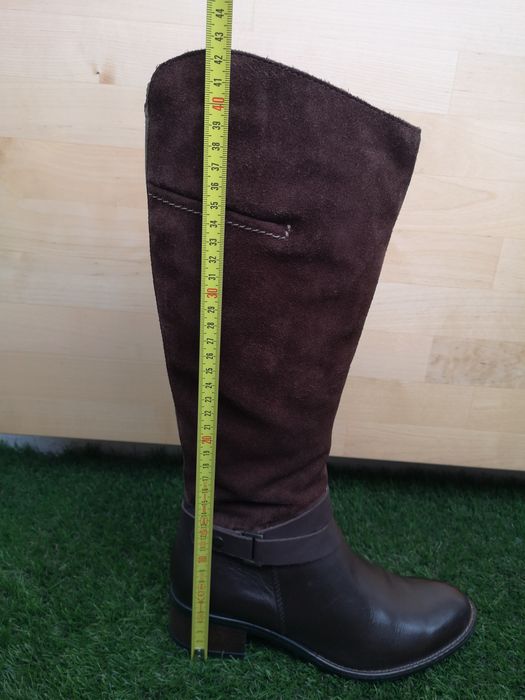 Cizme dama Lasocki piele 100%, înalte, toc jos, maro, mărime 37
