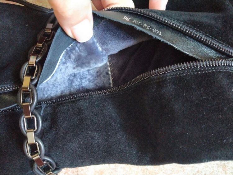 Зимние сапоги замшевые