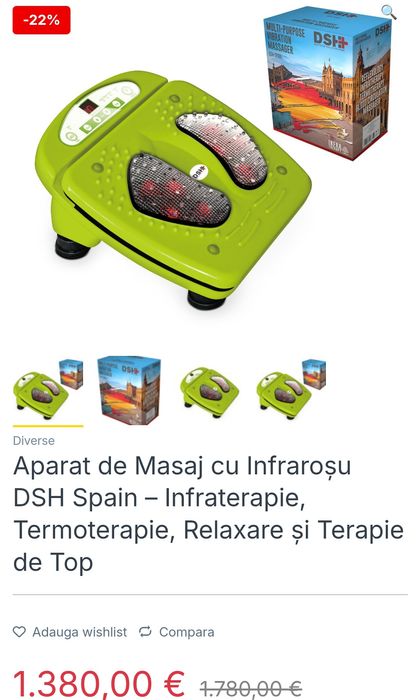 AparatMasajInfraroșu DSH Spain, Infraterapie,Termoterapie, Relaxare