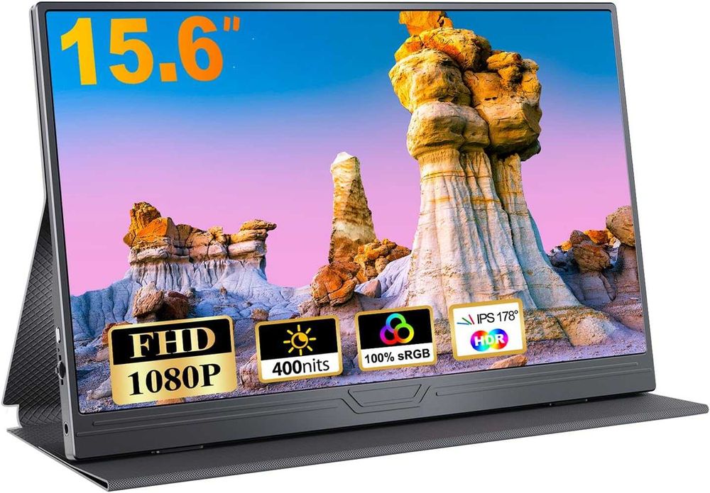 Monitor portabil 15.6 1080P FHD IPS ultra-subțire cu husă inteligentă ...