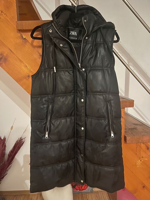 Кожен елек Zara с качулка