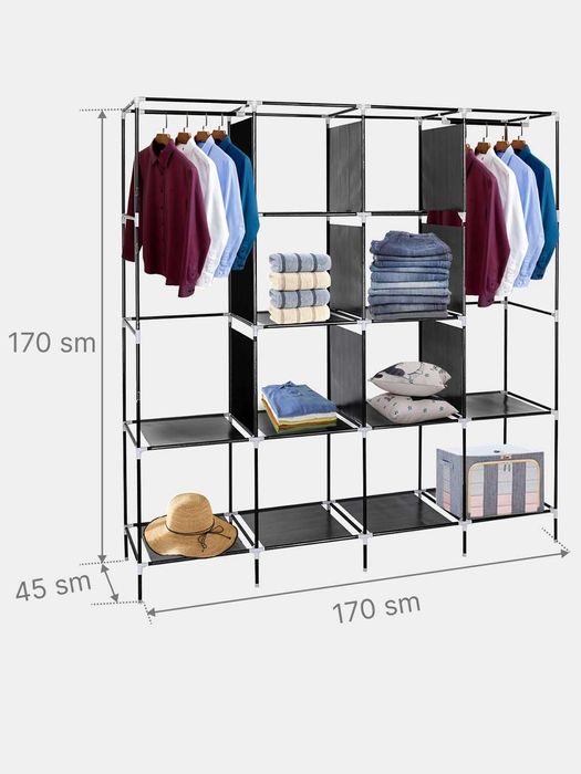 Складной шкаф, органайзер для хранения одежды и обуви, тканевый