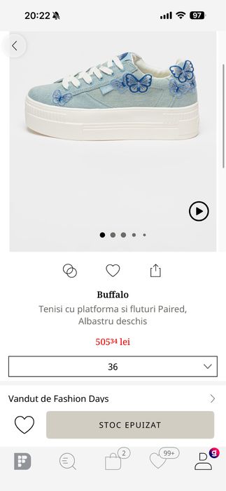 Vand adidasi Buffalo cu fluturi