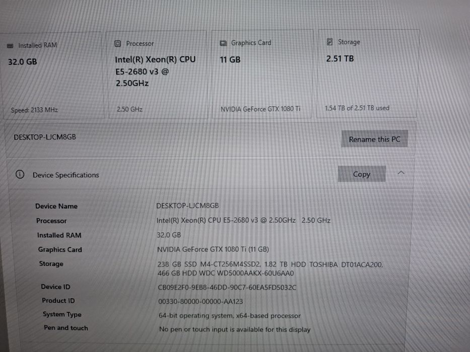 PC Gaming / Workstation – GTX 1080 Ti 11GB | Xeon E5-2680 v3 | 32GB RAM | SSD + HDD